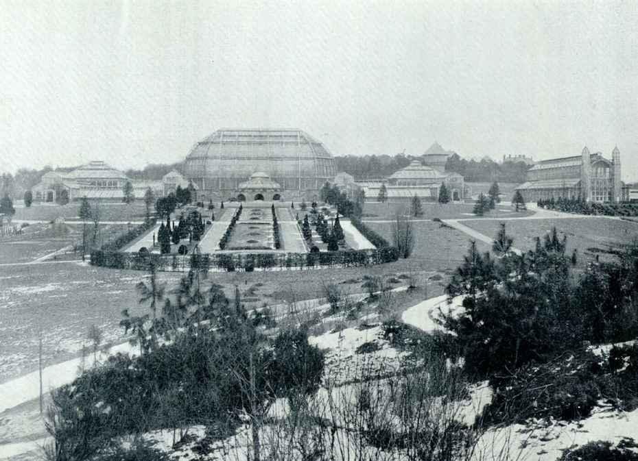Botanic Garden Berlin-Dahlem, view of the greenhouses, 1909